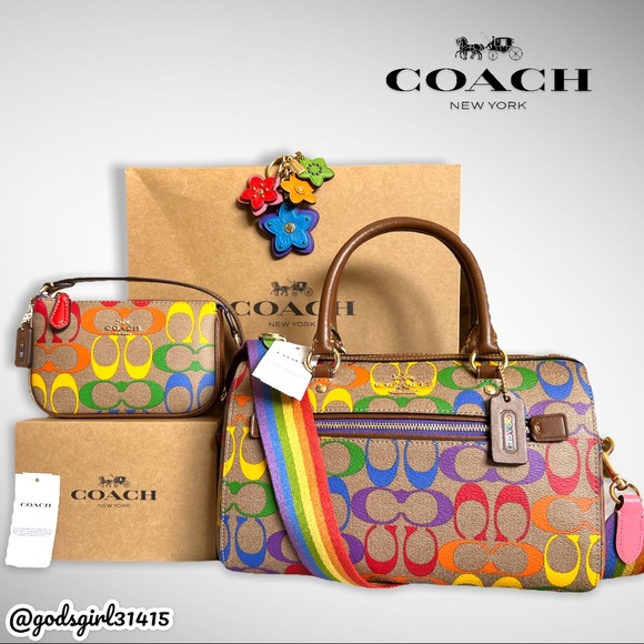 SOLD-AUTHENTICATED NWTCoach 3-pc Rainbow Signature Set Rowan, Nolita, Charm $626 - Picture 8 of 16